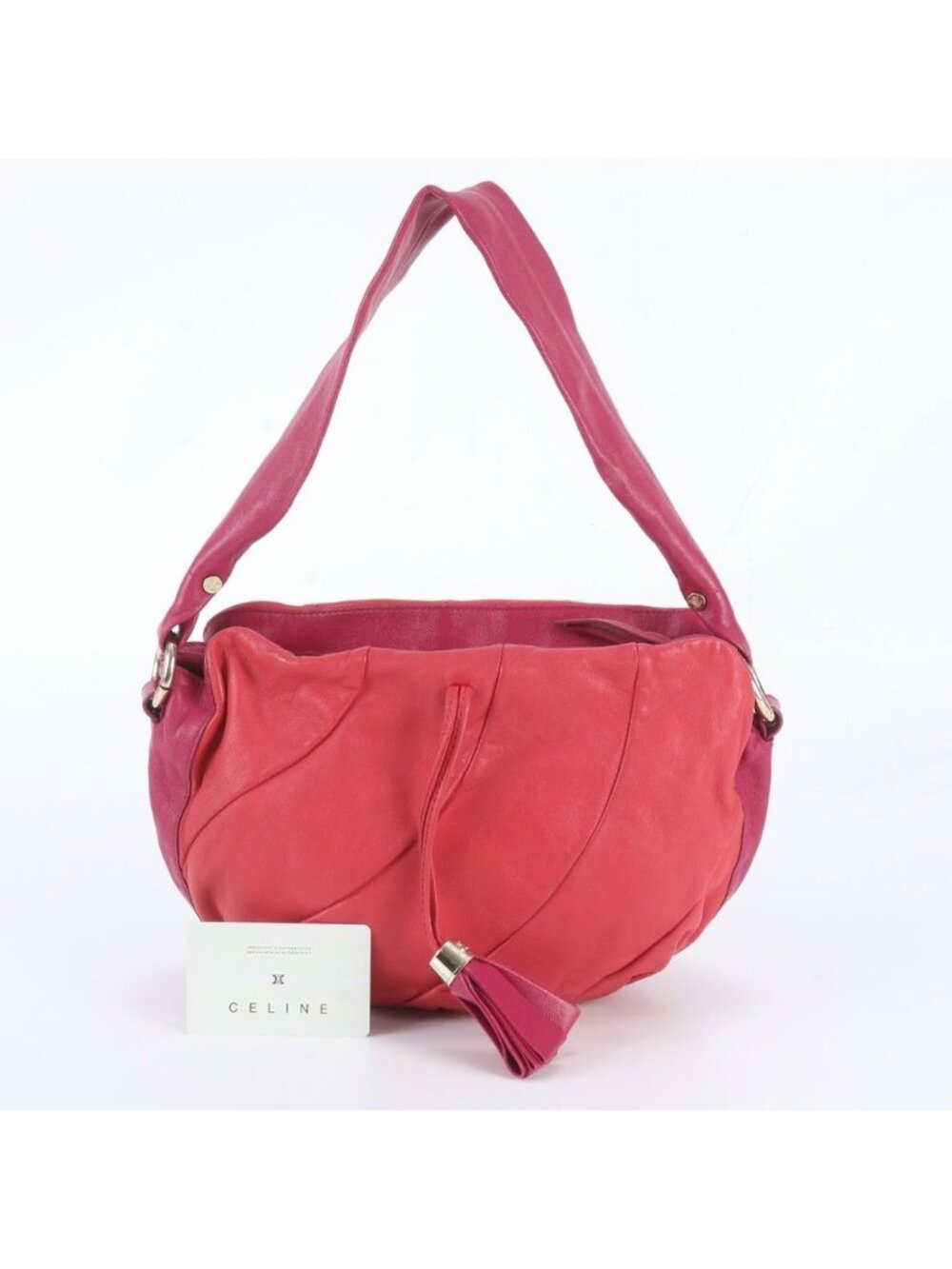 Celine Tassel Leather Shoulder Bag Tote Hand Gold